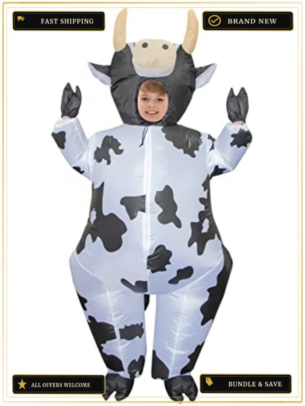 Kids Inflatable Cow Costume Polyester Halloween Blow Up Suit Boys Girls